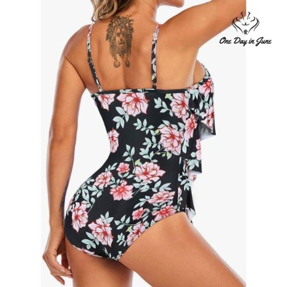 Zando Ruffle Flounce One Piece Swimsuit Size 10-12 XL - Picture 2 of 5